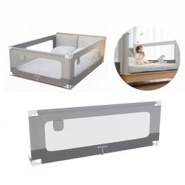 Bariera protectie pat copii culisanta, cu inaltime reglabila cover 160 cm, gri