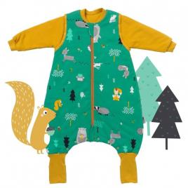 Sac de dormit cu picioruse si maneca lunga detasabila woodland animals 80 cm + manseta 3.5 tog
