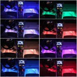 Set 4 benzi led rgb, 9led/banda, 12v, telecomanda, senzor