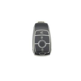 Husa de protectie premium pentru cheie auto, elegance luxury cover key, neagra cu argintiu compatibila cu