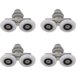 Set 4 role pentru cabina de dus, abs/aluminiu, 23 mm, alb/gri