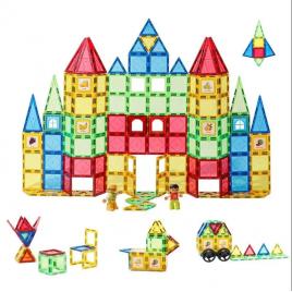 Set de constructie 2d 3d din placi magnetice, 101 piese, joc educativ, cadou fete baieti, multicolor, 3 -13