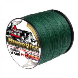 Fir textil pescuit 1000m 0.18mm Benedict Super Power, impletit in 4 fire camasuit la exterior, culoare verde, profil rotund, rezistent la abraziune si nod, pescuit la crap, feeder si spinning, stiuca, somn