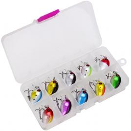 Set 10 micro voblere FISHINGBOX MAKE FISHING BETTER, 3 cm, 1.8 g, naluci pescuit la clean biban pastrav, cutie de transport