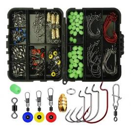 Set 172 accesorii Fishingbox, pescuit la spinning, crap, carlige si greutati si accesorii pentru monturi pescuit