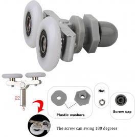 Set 4 role glisare usa dus, 23 mm, gri/alb