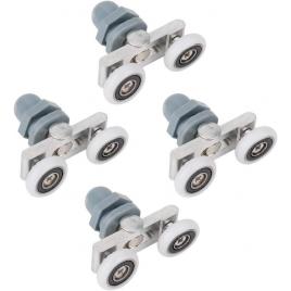 Set 4 role pentru usa glisanta dus, sticla, 23mm, gri/alb