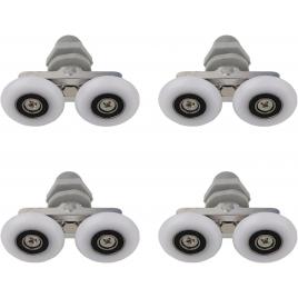 Set 4 role pentru usi de dus, 23 mm, aluminiu, alb/gri