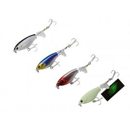 Set 4 voblere de suprafata cu coada rotativa 75mm 6g, FISHINGBOX MAKE FISHING BETTER, momeala pescuit la suprafata, plutitor, zgomot puternic, model 5