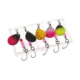 Set 5 bucati/cutie lingurite pescuit la pastrav biban clean2.3g, FISHINGBOX MAKE FISHING BETTER, naluca cu un singur carlig