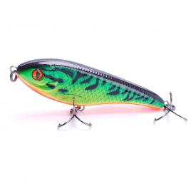 Vobler JerkBait 9cm 21gr pescuit la stiuca, somn, salau, naluca scufundare lenta ochi 3D, verde, model 1
