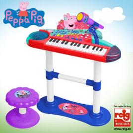 Pian electronic cu microfon si scaunel peppa pig
