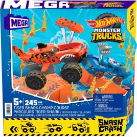 Set constructie cursa tiger shark chomp hot wheels monster truck mega 245 piese