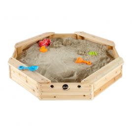 Cutie hexagonala din lemn pentru nisip treasure beach 104x104 cm cu prelata