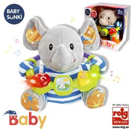 Jucarie interactiva bebe cu activitati si lumini 20 cm - elefant