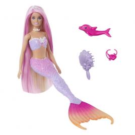Papusa sirena cu par roz barbie color change
