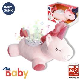 Plus unicorn cu proiectie si cantece de leagan 25 cm