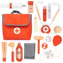 Set de joaca doctor din lemn 14 piese umu toys