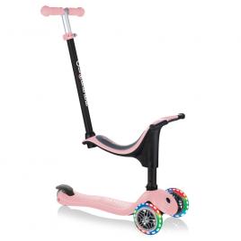 Trotineta globber go-up sporty, 3 in 1, cu lumini, culoare roz pastel