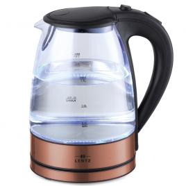 Fierbator electric lentz 74127, 1.7 litri, 2200w, sticla, iluminare led, bronz