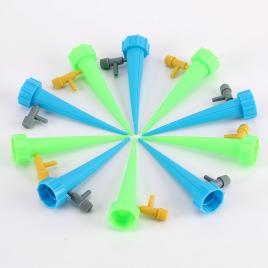 Set 10 adapatori de flori automat, plastic, albastru/verde