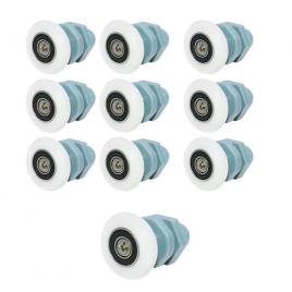 Set 10 role pentru dus, abs/inox, 25 mm, albastru