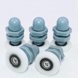 Set 10 role pentru usa de dus, abs/inox, 25 mm, alb/albastru