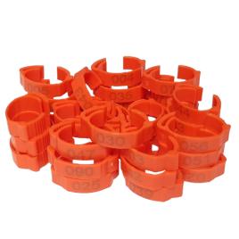 Set 100 de inele plastic 22mm, marime mare, ajustabile si numerotate pentru picioare pasari, gaini, curci,
