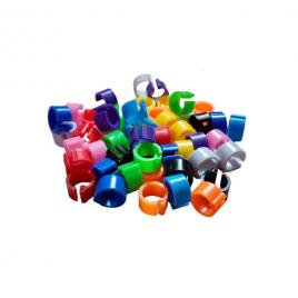 Set 100 inele pentru porumbei si alte pasari, plastic, 8 mm, multicolor