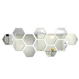Set 12 autocolante de perete tip oglinda, diy acasa decorativ hexagon, pentru acasa camera de zi