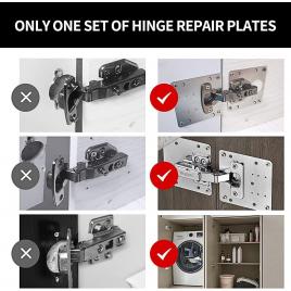 Set 4 elemente de reparare a balamalei, inox, cu suruburi, 9 x 9 cm, argintiu