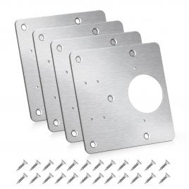 Set 4 hinged cabinet repair plate, inox, 90 x 90 mm, argintiu