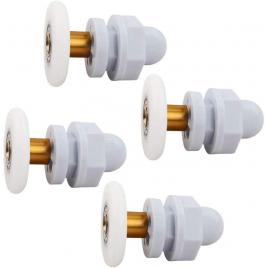 Set 4 role cabina dus, plastic/cupru, 42 x 23 mm, alb/auriu