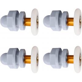 Set 4 role pentru usa de dus, rezistente la uzura, diametru 23 mm, cupru/nylon, alb/gri