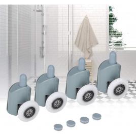 Set 4 role pentru usa glisanta dus, inox/nylon, gri/alb