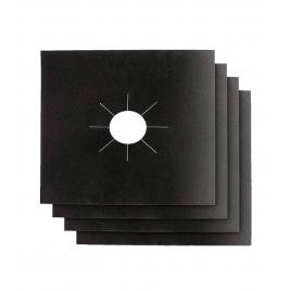 Set 4 x folie de protectie reutilizabila, compatibilitate universala, pentru plita si aragaz, 27cm, negru,