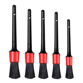 Set 5 perii curatare auto, premium, plastic, negru/rosu