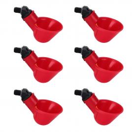 Set 6 adapatoare apa pasari, plastic, 8 cm, rosu