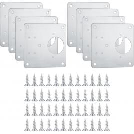 Set 8 accesorii pentru balama, cu suruburi, 90 x 90 mm, inox, argintiu