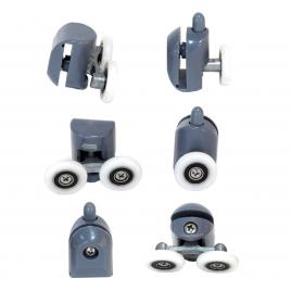 Set 8 role pentru cabina de dus, rulment tip easy move, reglabile, 25x6 mm, gri