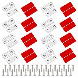 Set de 8 inchizatoare magnetice, cu 32 suruburi, pentru usa, dulap, argintiu