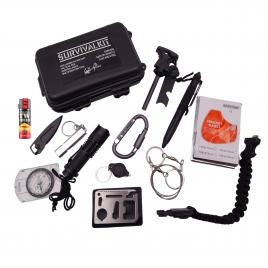 Kit supravietuire ideallstore®, help society, 13 elemente multifunctionale, negru