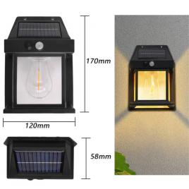 Lampa cu panou solar, prindere in perete, tungsten, 3w, senzor