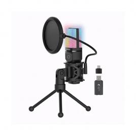 Microfon profesional cu condensator mic60, trepied, usb, rgb