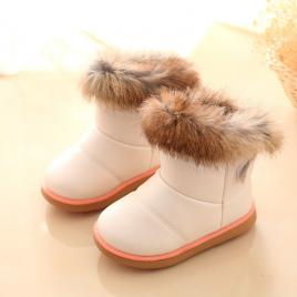Cizme alb sidefat cu blanita (marime disponibila: marimea 25)