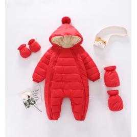 Combinezon rosu din fas pentru copii (marime disponibila: 3-6 luni (marimea 18