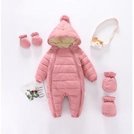 Combinezon roz pudra din fas pentru copii (marime disponibila: 9-12 luni