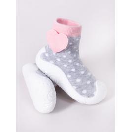 Mocasini pentru fetite cu talpa antiderapanta - dots with heart (marime