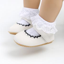 Pantofiori albi pentru fetite (marime disponibila: 3-6 luni (marimea 18