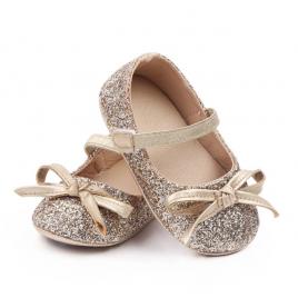 Pantofiori aurii cu sclipici (marime disponibila: 3-6 luni (marimea 18